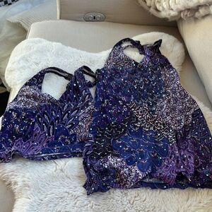 Kids OS Stylish Purple and Blue swim suit and coverup great condition